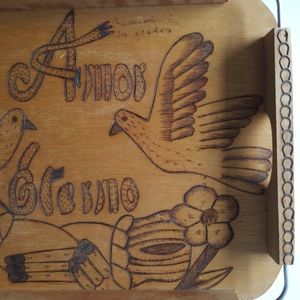 Woodburned Handmade Tray Love